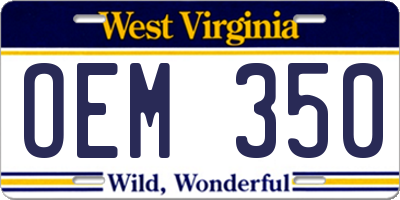 WV license plate OEM350