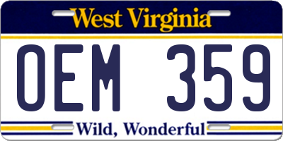 WV license plate OEM359