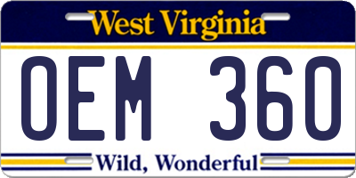 WV license plate OEM360