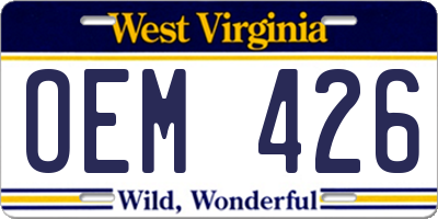 WV license plate OEM426