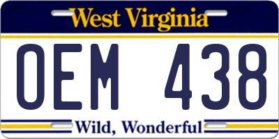 WV license plate OEM438