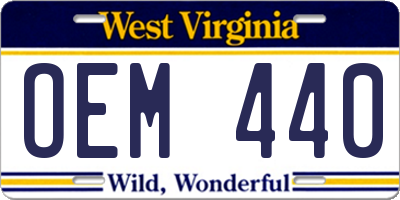 WV license plate OEM440