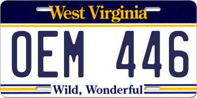 WV license plate OEM446