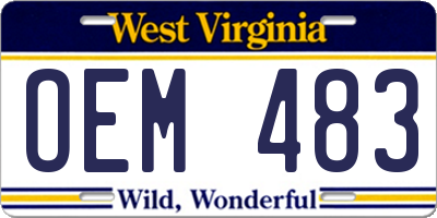 WV license plate OEM483