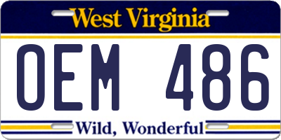 WV license plate OEM486