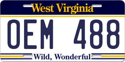 WV license plate OEM488