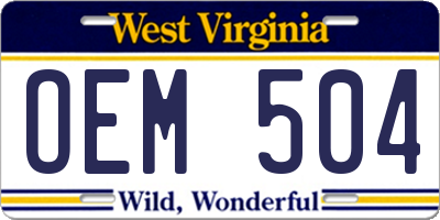 WV license plate OEM504