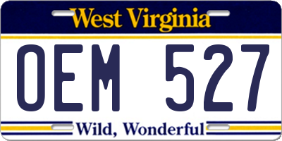 WV license plate OEM527