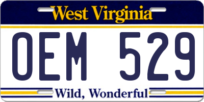WV license plate OEM529