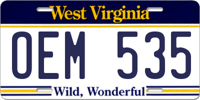 WV license plate OEM535
