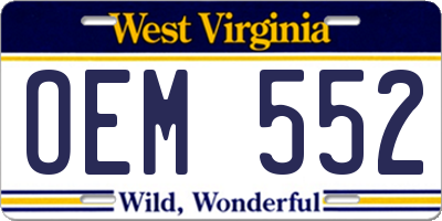 WV license plate OEM552