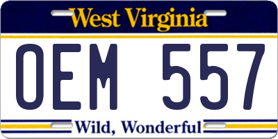 WV license plate OEM557