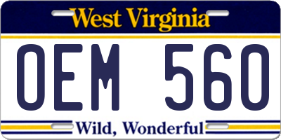 WV license plate OEM560