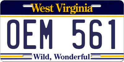 WV license plate OEM561