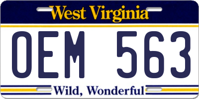 WV license plate OEM563