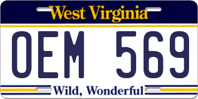 WV license plate OEM569