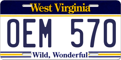 WV license plate OEM570