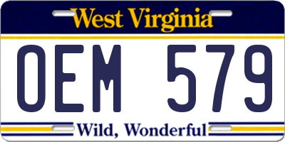 WV license plate OEM579
