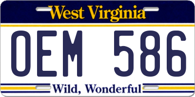 WV license plate OEM586