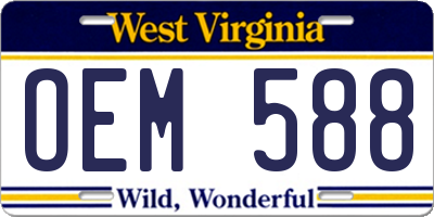 WV license plate OEM588