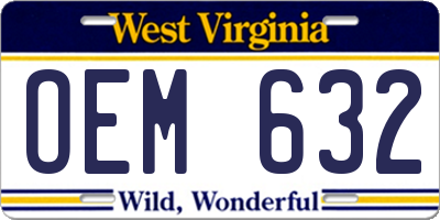 WV license plate OEM632
