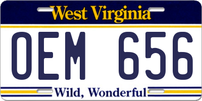 WV license plate OEM656