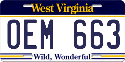 WV license plate OEM663