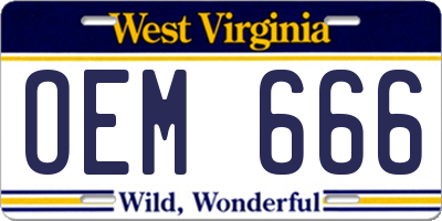 WV license plate OEM666