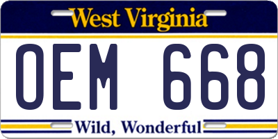 WV license plate OEM668