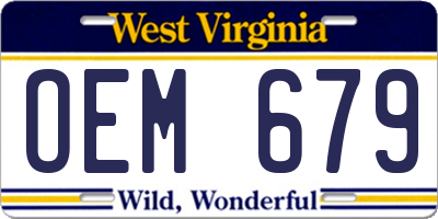 WV license plate OEM679