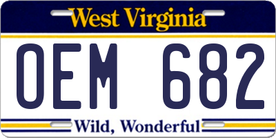 WV license plate OEM682