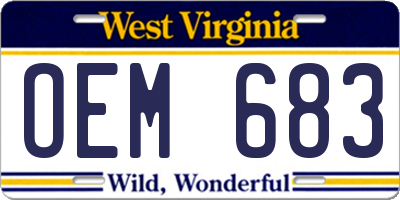 WV license plate OEM683