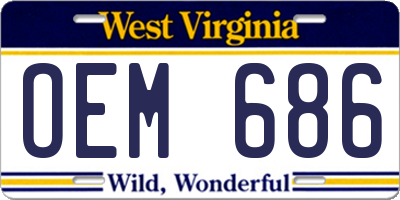 WV license plate OEM686