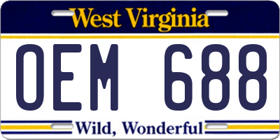 WV license plate OEM688