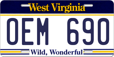 WV license plate OEM690
