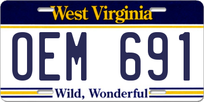 WV license plate OEM691