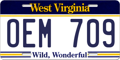 WV license plate OEM709