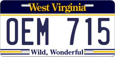 WV license plate OEM715