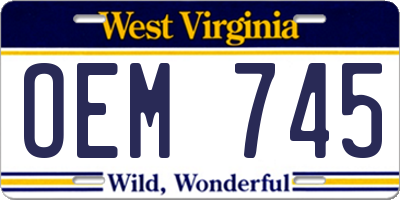 WV license plate OEM745