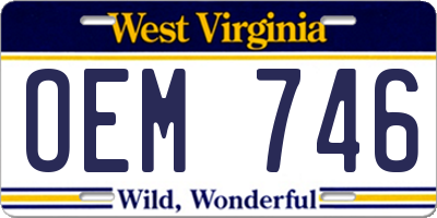 WV license plate OEM746