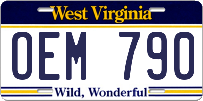 WV license plate OEM790