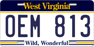 WV license plate OEM813