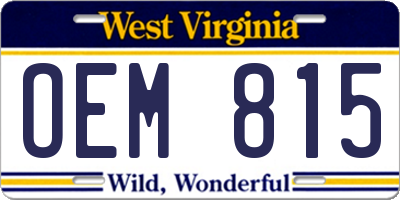 WV license plate OEM815