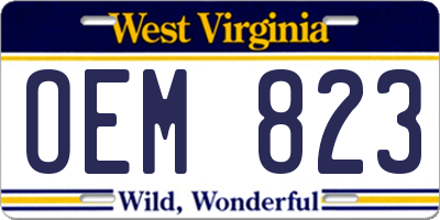 WV license plate OEM823