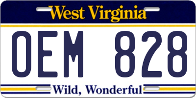 WV license plate OEM828