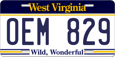 WV license plate OEM829