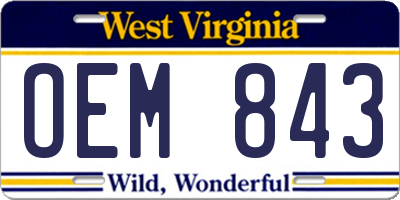 WV license plate OEM843