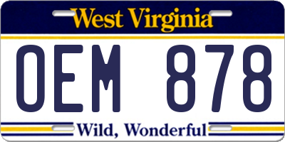 WV license plate OEM878