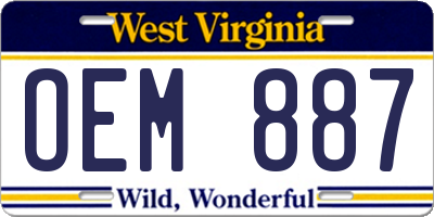 WV license plate OEM887