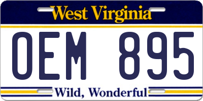 WV license plate OEM895